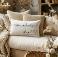 Personalized Linen Wedding Pillow, Rustic Anniversary Gift