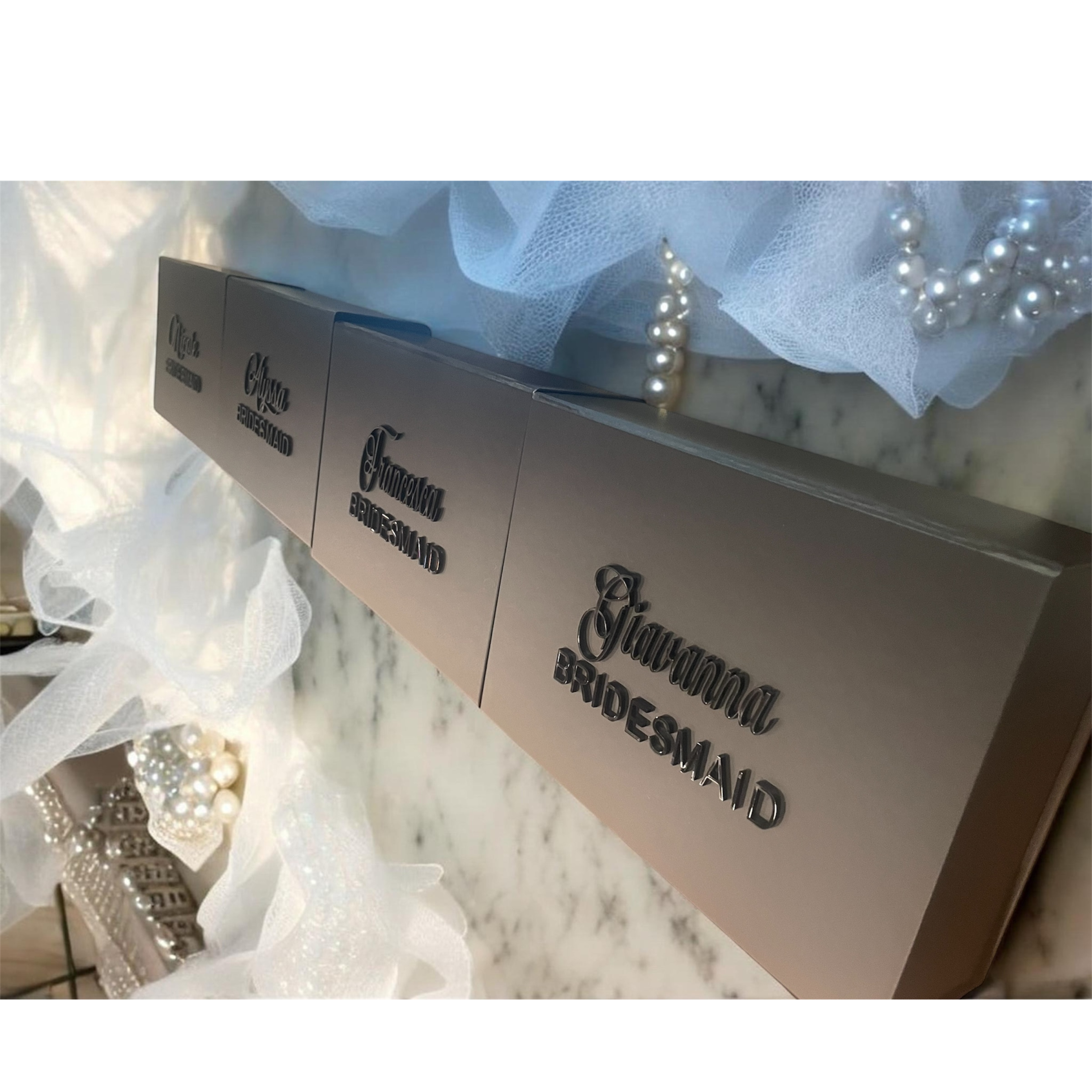 LUXURY Personalized Magnetic Acrylic Layer Gift Box | Bridesmaid Proposal Box with Name with Ribbon Bow | Bridal Party Proposal Gift | Maid of Honor Bridesmaid Keepsake