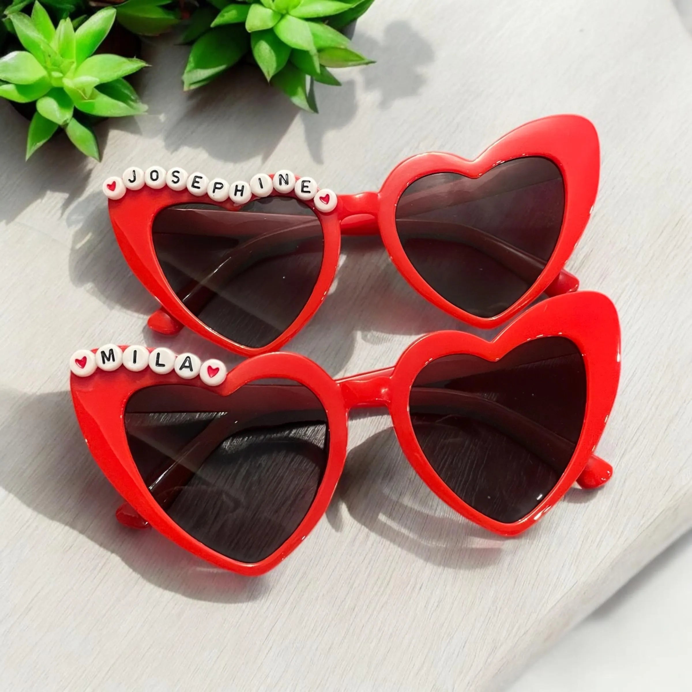 Custom Beaded Name Heart Sunglasses, UV400 Protection