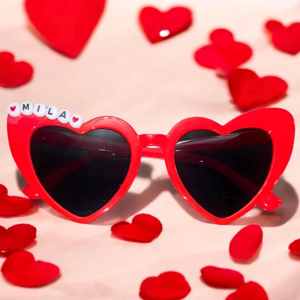 Custom Beaded Name Heart Sunglasses, UV400 Protection