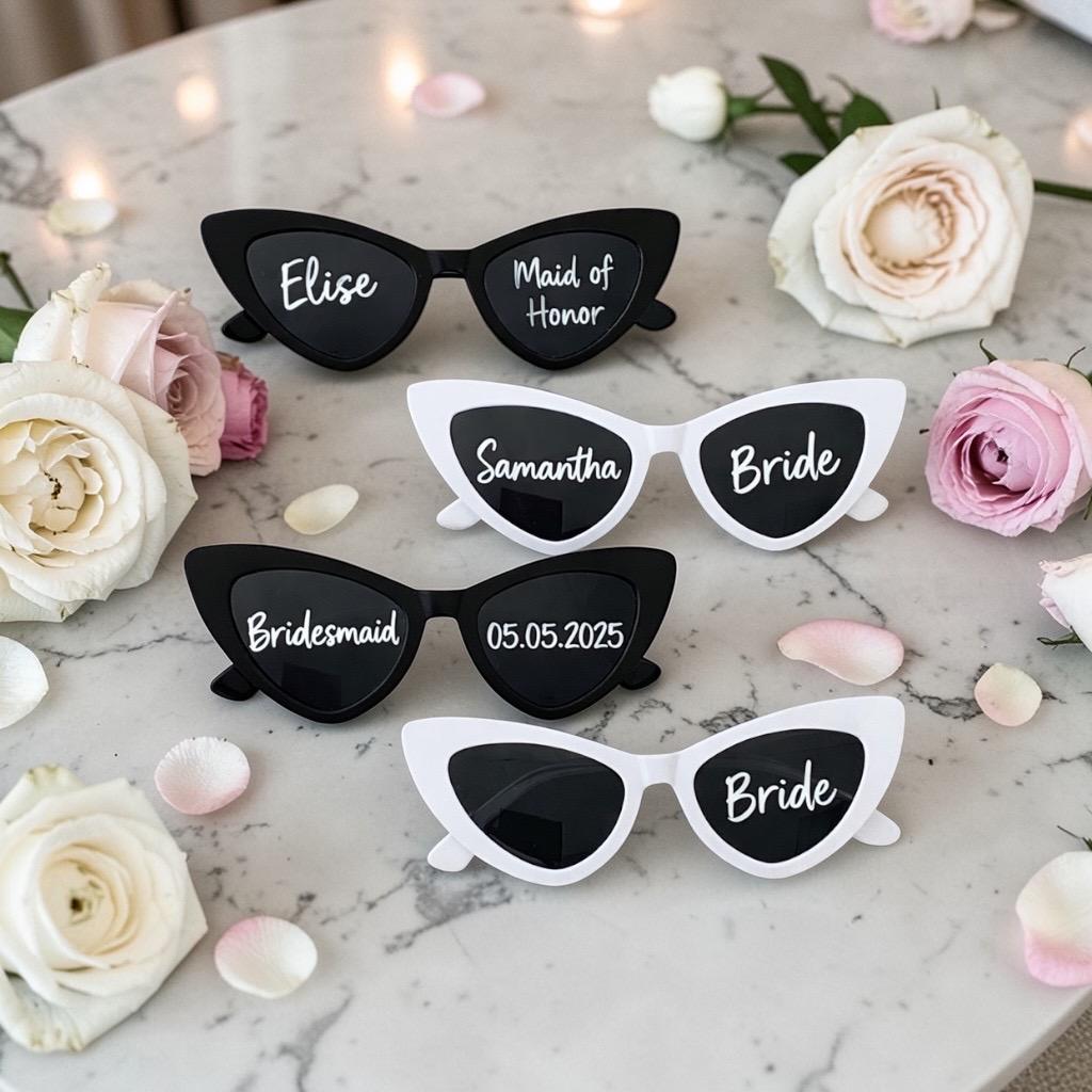 Custom CatEye Sunglasses, Bridal Party Bridesmaid Maid of Honor (UV400)