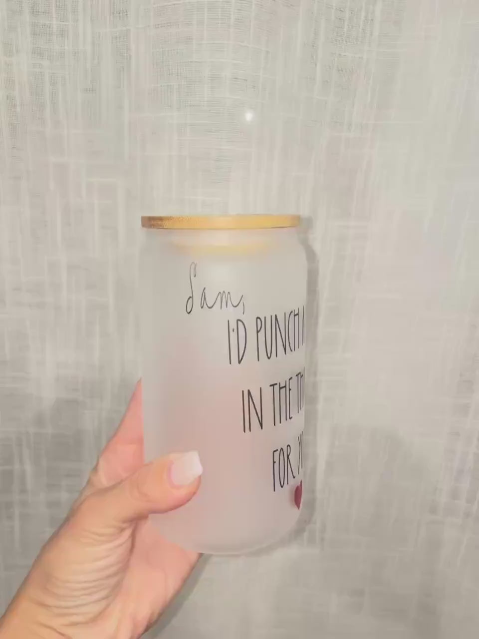 I'd Punch a Bitch for You Cup, Besties Tumbler, Best Friend Glass Cup, Gift For Bestie, Personalized Gift, Glass tumbler gift bamboo