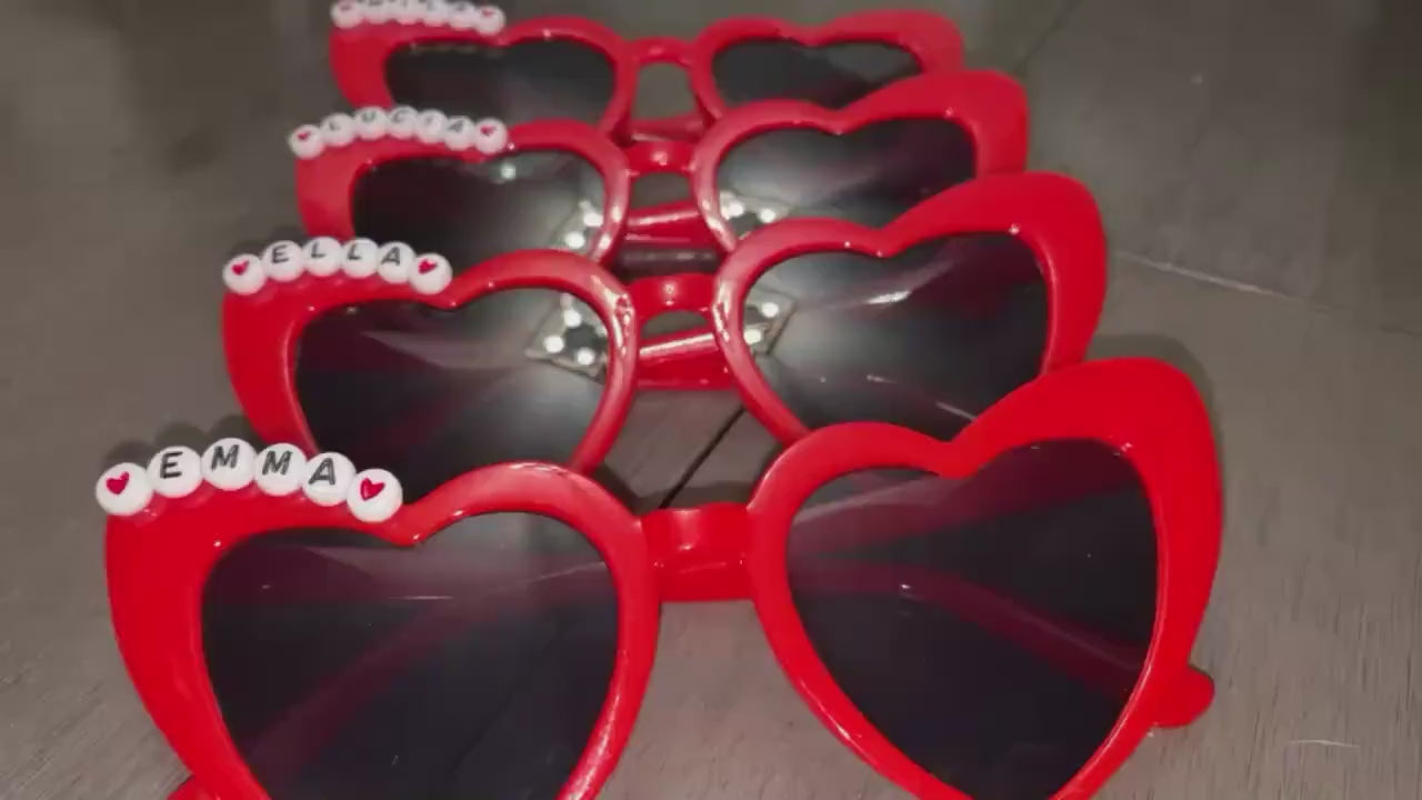 Custom Beaded Name Heart Sunglasses, UV400 Protection